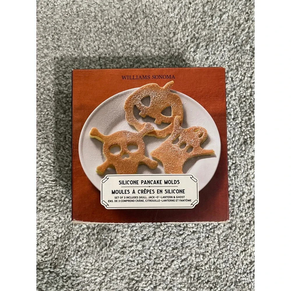 Williams Sonoma Halloween Silicone Pancake Molds Set of 3 Skull Ghost Pumpkin